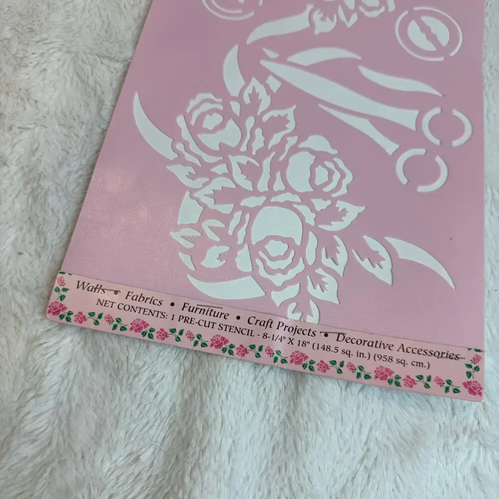 Home Decor Pre-Cut Stencil Magic By Delta Buttons & Bows Vintage NEW 8.25x18